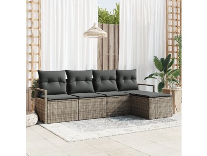 Set pohovek 5 pcs Šedá polyratan