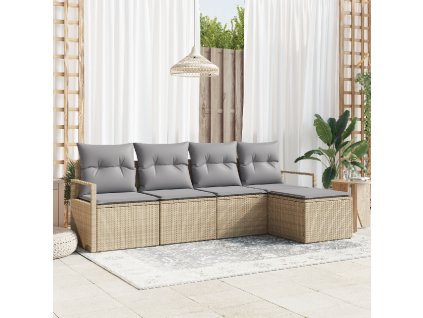 Set pohovek s polštářem 5 pcs Béžová polyratan