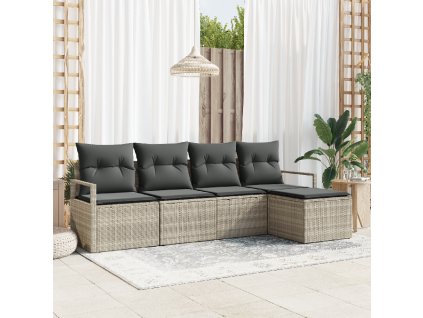 Sada zahradních pohovek 5 pcs Světle šedá Poly ratan