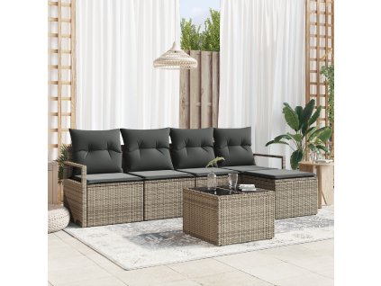 Sada zahradních pohovek 6 pcs Šedá Poly ratan