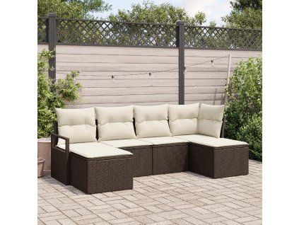 Set pohovek 6 pcs Hnědá polyratan