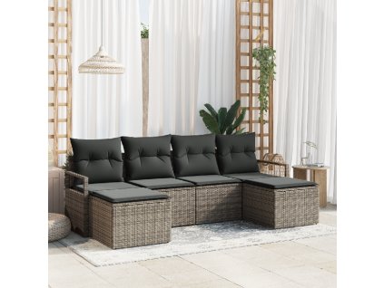 Set pohovek 6 pcs Šedá polyratan