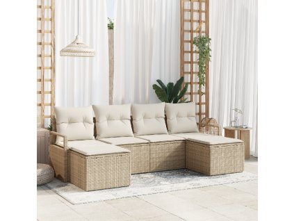 Set pohovek 6 pcs Béžová polyratan