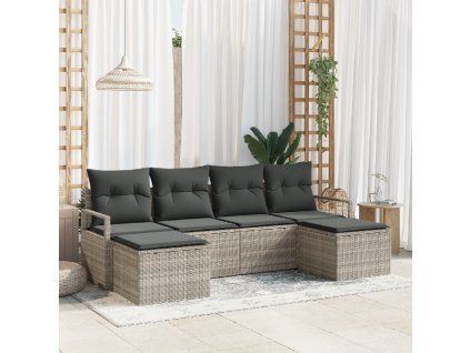 Set pohovek 6 pcs Světle šedá polyratan 3346492