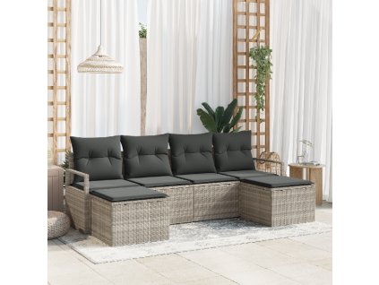 Set pohovek 6 pcs Světle šedá polyratan