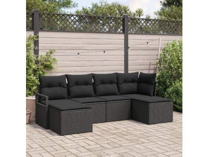 Set pohovek 6 pcs Černá polyratan