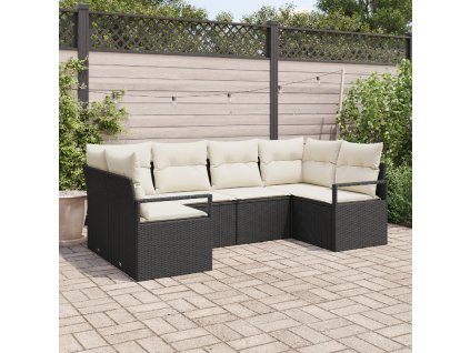 Set pohovek s polštářem 6 pcs Černá polyratan