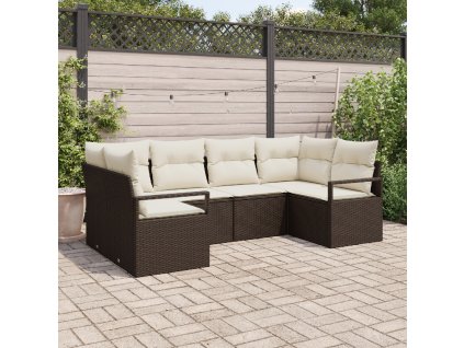 Set pohovek s polštářem 6 pcs Hnědá polyratan