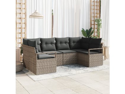 Set pohovek s polštářem 6 pcs Šedá polyratan