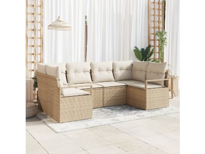 Set pohovek s polštářem 6 pcs Béžová polyratan
