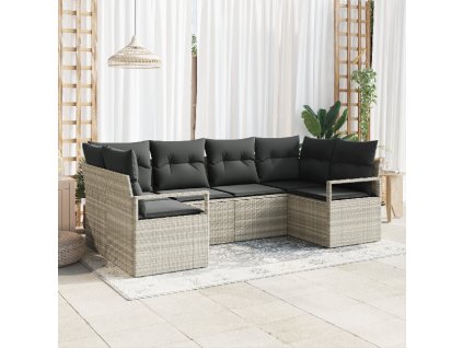 Set pohovek s polštářem 6 pcs Světle šedá polyratan