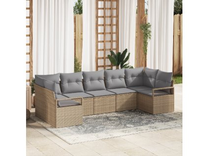Sada zahradních pohovek 7 pcs Béžová Poly ratan