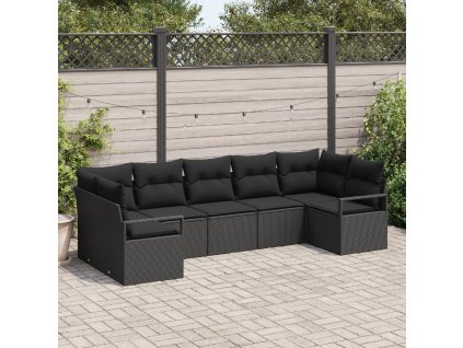 Sada zahradních pohovek 7 pcs Černá Poly ratan