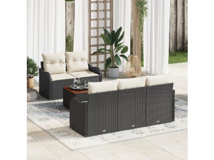 Sada zahradních pohovek 6 pcs Černá Poly ratan