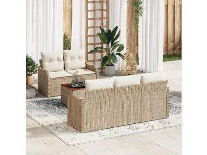 Sada zahradních pohovek 6 pcs Béžová Poly ratan