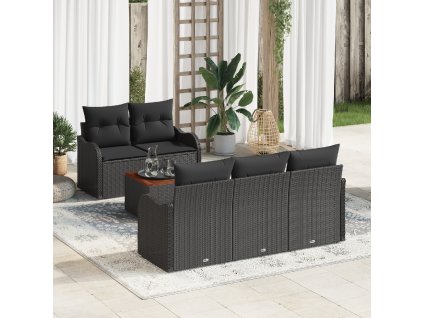 Sada zahradních pohovek 6 pcs Černá Poly ratan
