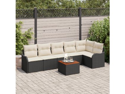 Sada zahradních pohovek 7 pcs Černá Poly ratan