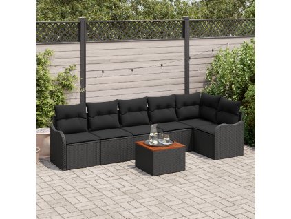 Sada zahradních pohovek 7 pcs Černá Poly ratan