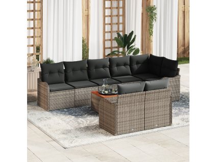 Sada zahradních pohovek 9 pcs Šedá Poly ratan