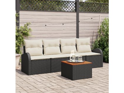 Sada zahradních pohovek 5 pcs Černá Poly ratan