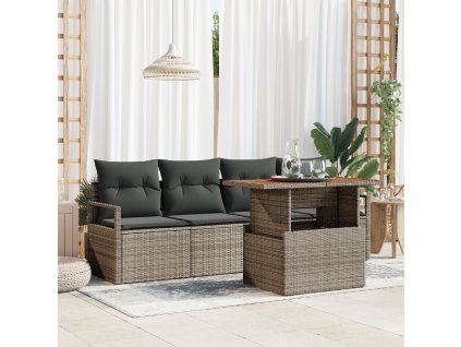 Sada zahradních pohovek s polštářem 5 pcs Šedá