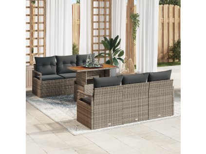 Sada zahradních pohovek s polštářem 7 pcs Šedá