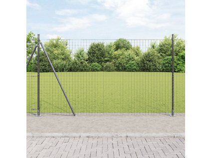 Plot s sloupkem Šedá 1,4 x 10 m Ocel a PVC 3350896