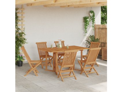 Zahradní jídelní souprava 7 pcs Hnědá Masivní teakové dřevo