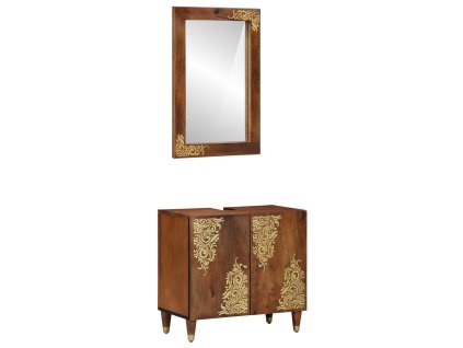 Sada koupelnových skříněk Nástěnný se dveřmi 2 pcs Medová hnědá