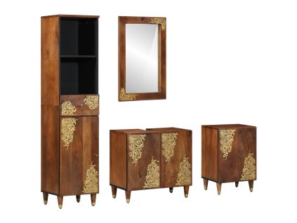 Sada koupelnových skříněk se zásuvkou 4 pcs Medová hnědá