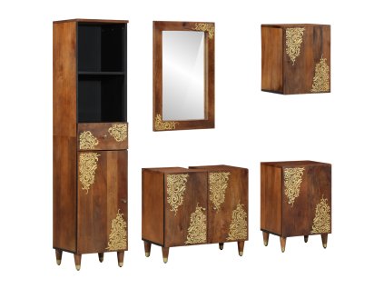 Sada koupelnových skříněk se zásuvkou 5 pcs Medová hnědá