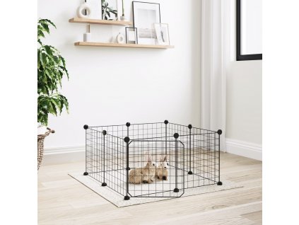 8dílná klec pro domácí mazlíčky s dvířky černá 35 x 35 cm ocel