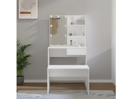 Toaletní stolek sada s LED bílý kompozitní dřevo