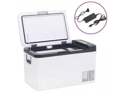 Chladicí box s rukojetí a adaptérem černý a bílý 25 l PP a PE