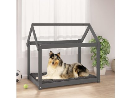 Pelíšek pro psy šedý 101x70x90 cm masivní borovice