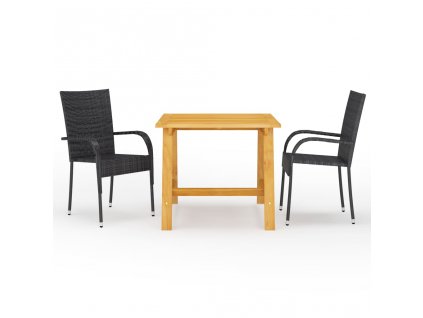 3dílný zahradní jídelní set černý