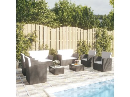 8dílná zahradní sedací souprava s poduškami polyratan černá