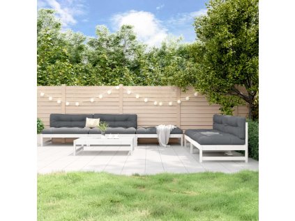 6dílná zahradní sedací souprava bílá masivní borovice