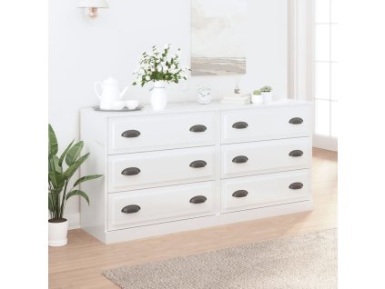 Příborníky 2 ks bílé s vysokým leskem kompozitní dřevo