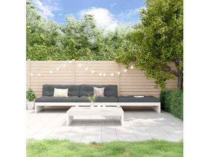 4dílná zahradní sedací souprava s poduškami bílá masivní dřevo