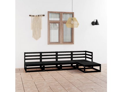 5dílná zahradní sedací souprava černá masivní borovice