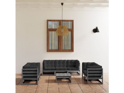 8dílná zahradní sedací souprava s poduškami masivní borovice