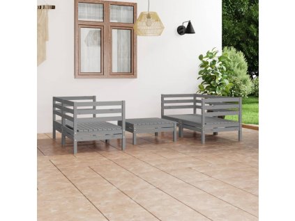 5dílná zahradní sedací souprava šedá masivní borovice