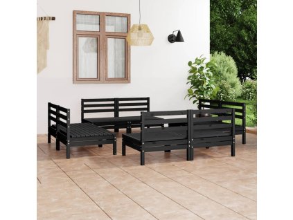 8dílná zahradní sedací souprava černá masivní borovice
