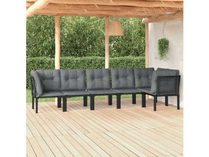 6dílná zahradní sedací souprava černá a šedá polyratan