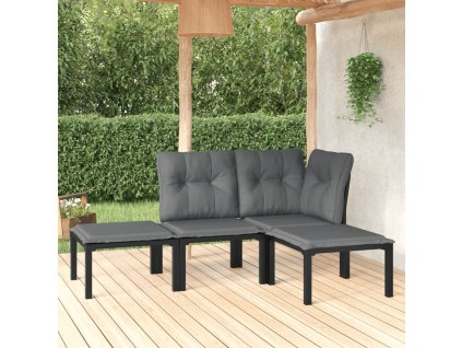 4dílná zahradní sedací souprava černá a šedá polyratan