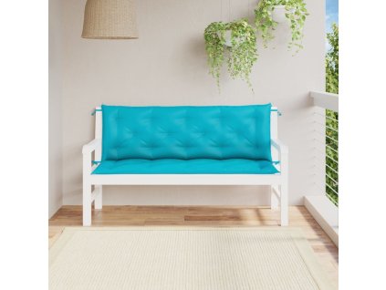 Podušky na zahradní lavici 2 ks tyrkysové 150x50x7 cm textil