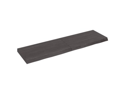 Nástěnná police tmavě hnědá 140x40x(2-6)cm ošetřený masivní dub