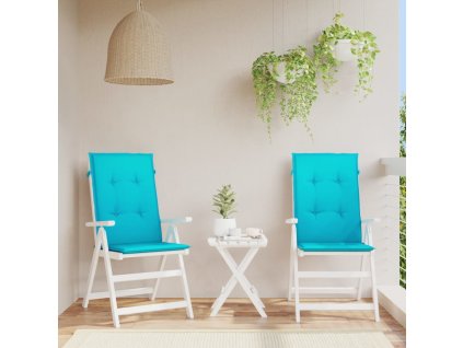 Podušky na židli s vysokým opěradlem 2 ks tyrkysové textil