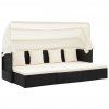 Zahradní postel se stříškou černá polyratan 46156